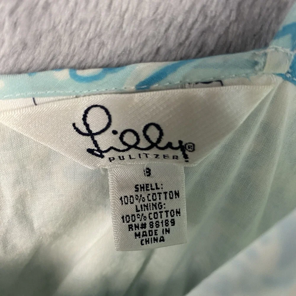 Vintage Lilly Pulitzer Tank Top Spaghetti Women 8 Blue Golden Lion Y2K Coastal - Picture 3 of 6